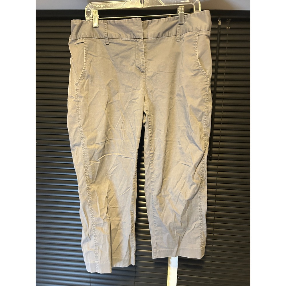 Daisy Fuentes Capris Womens 12 Moonstone Gray Stretch Cotton Casual Crop Pants